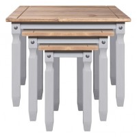 Corona Grey Nest of 3 Tables. Solid Pine by Greenheart Furniture