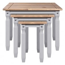 Corona Grey Nest of 3 Tables. Solid Pine by Greenheart Furniture