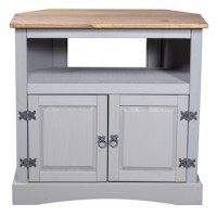 Corona Grey Corner TV Unit 2 door. Solid Pine by Greenheart Furniture