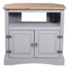 Corona Grey Corner TV Unit 2 door. Solid Pine by Greenheart Furniture