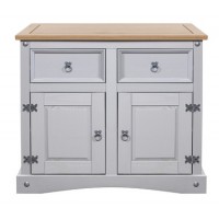 Corona Grey Buffet 2 Doors & 2 Drawers Sideboard. Solid Pine by Greenheart Furniture