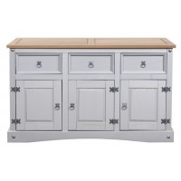 Corona Grey Buffet 3 Doors & 3 Drawers Sideboard. Solid Pine by Greenheart Furniture
