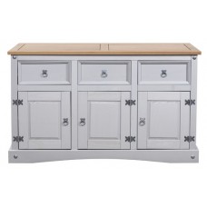 Corona Grey Buffet 3 Doors & 3 Drawers Sideboard. Solid Pine by Greenheart Furniture