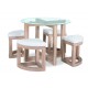 Quarry Oak and Glass Stowaway Dining Set with 4 Upholstered Stools .