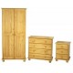 Wakeley Pine Bedroom Set - Super Trio. Wardrobe, Chest and Bedside