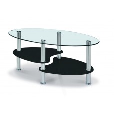 Hurst Oval Coffee Table Glass and High Gloss Black.