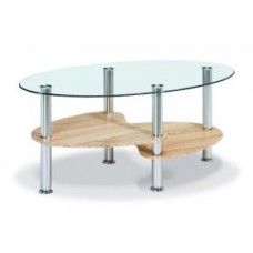 Hurst Oval Coffee Table Glass and Sonoma Oak 