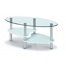 Hurst Oval Coffee Table Glass and High Gloss White.