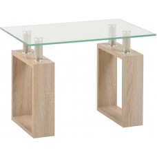 Milan Lamp Table Glass and Sonoma Oak