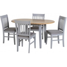 Oxford Grey extending butterfly Dining Set- Table with 4 Upholstered Chairs .