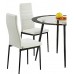 Acodia 4 White PU upholstered dining chairs.