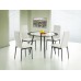 Acodia 4 White PU upholstered dining chairs.