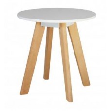 Belgium White & Oak Circular Lamp Table  (Eiffel Designer Eames Style).