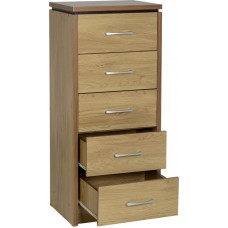 Charles Oak 5 Drawer Narrow Chest