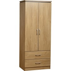 Charles Oak Wardrobe -2 door 2 drawer. 
