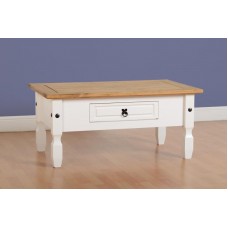 Corona White and Pine 1 Drawer Coffee Table by Seconique