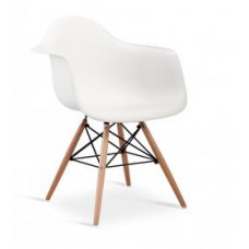 Eiffel Retro Design Wood Style White Arm Chairs x 2