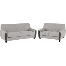 Chester Light Grey Fabric 3 & 2 Sofas by Seconique