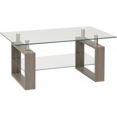 Milan Coffee Table Glass in Charcoal Grey Oak by Seconique