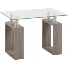 Milan Lamp Table Glass in Charcoal Grey Oak by Seconique