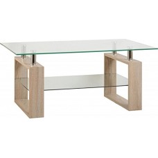 Milan Coffee Table Glass and Sonoma Oak by Seconique