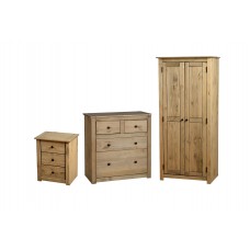 Panama Economy Bedroom Set - Wardrobe, 2 & 2 Drawer Chest & 3 Drawer Bedside Cabinet.
