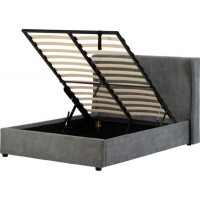 Amelia Grey Upholstered Dark Grey Fabric 4ft6 Double Bed With Storage