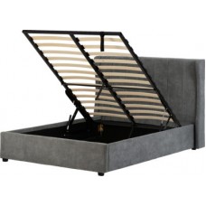 Amelia Grey Upholstered Dark Grey Fabric 4ft6 Double Bed With Storage